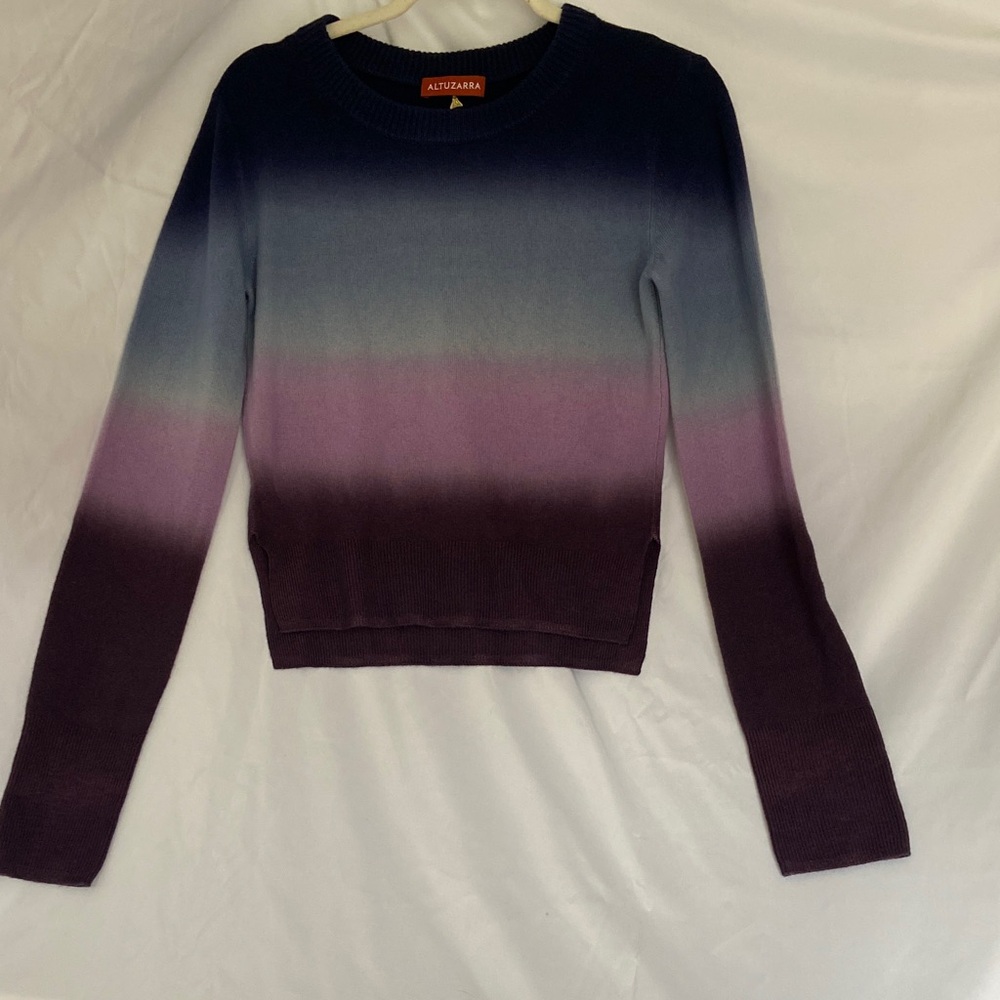 Altuzarra 100% cashmere Navy and Lavender Knit Top